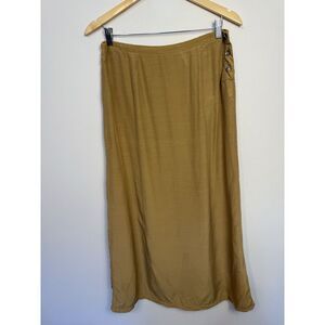 Cut Loose Women's Skirt‎ Midi Medium Golden Brown Side Buttons Lagenlook Bemberg